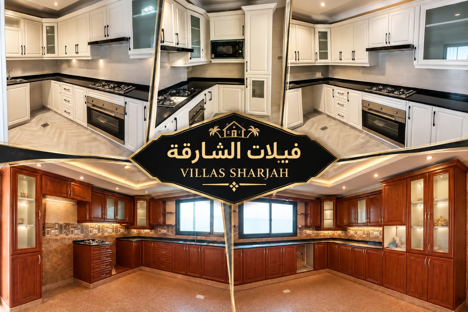 Sharjah Villas — Kitchen cabinetry and aluminium-framed glazing
